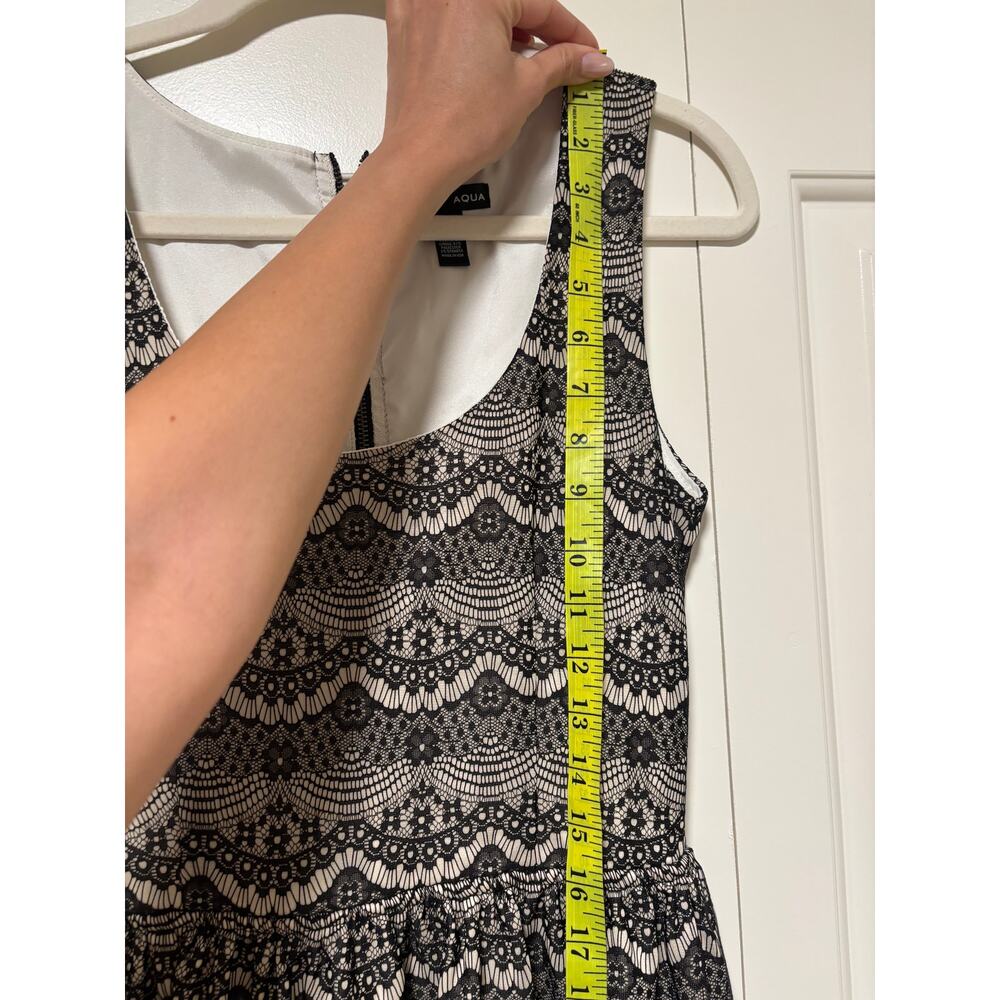 Aqua Black Lace Pattern Sleeveless Dress S - Picture 4 of 9